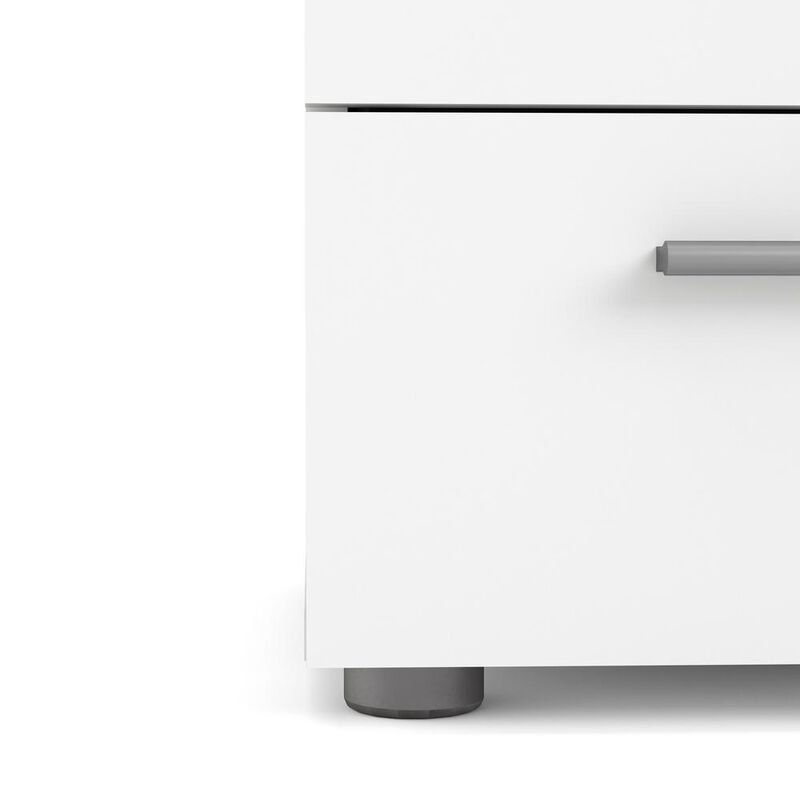 Furnifact Modern White 2 Drawer Nightstand - Stylish Bedroom Nightstand With Drawers