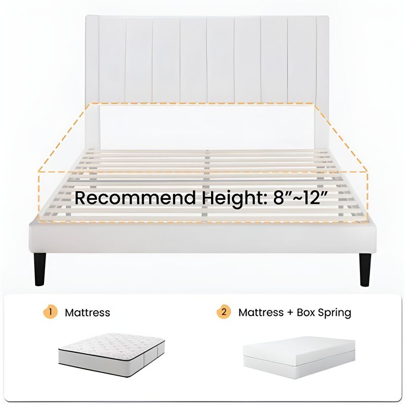 Modern Velvet Upholstered Platform Bed Frame &ndash; Supportive Headboard with Platform Base