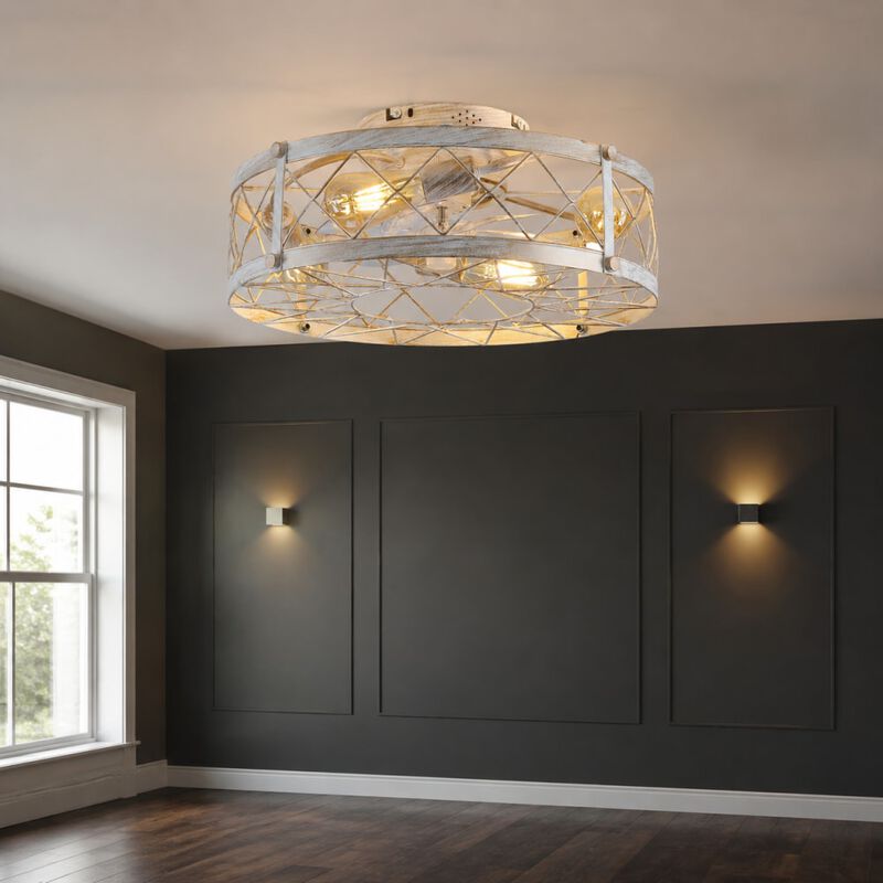 Caged Flush Mount Ceiling Fan image number 3