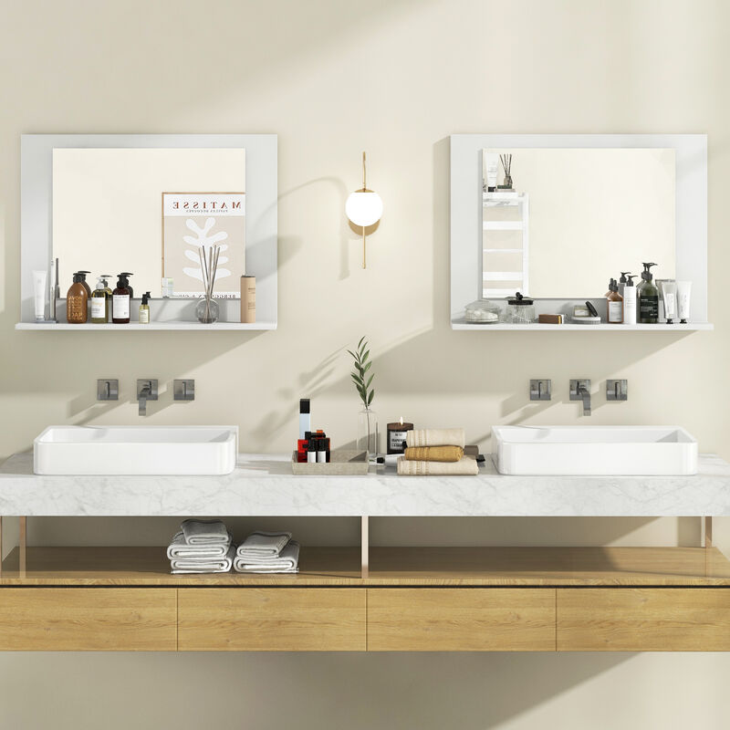 Rectangular Bathroom Mirror with Shelf for Storage and Organization