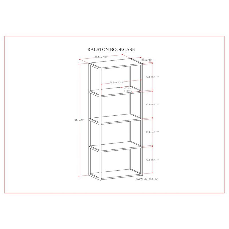 Simpli Home Ralston Solid Acacia Wood Bookcase In Rustic Natural Aged Brown