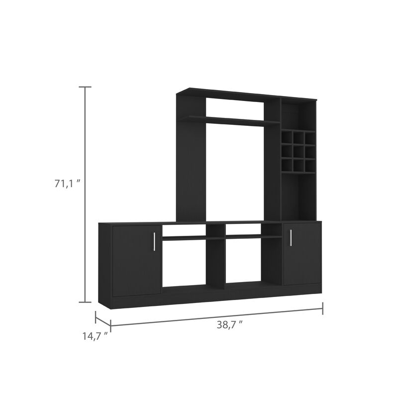 Streamdale Latrou 6-Bottle 2-Door Entertainment Center Black Wengue image number 4