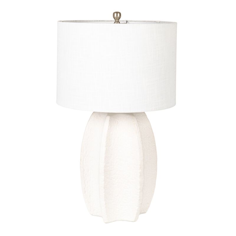 Stoneware Table Lamp with Sculpted Edge, Ivory Glaze image number 0