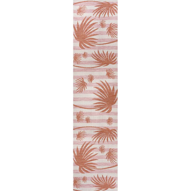 Veronica Classic Beach Stripe and Palm Leaf Indoor/Outdoor Area Rug