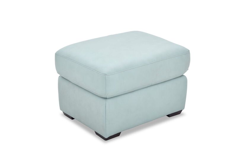 Ajax Aqua Leather Ottoman image number 0