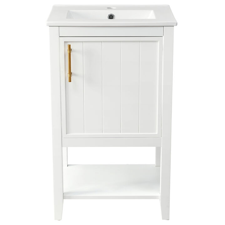 ELEMENT ACE Freestanding Bathroom Vanity with Integrated Sink, Soft Closing Door Cabinet, Open Shelf and Storage Rack for Bathroom Essentials Storage Organization