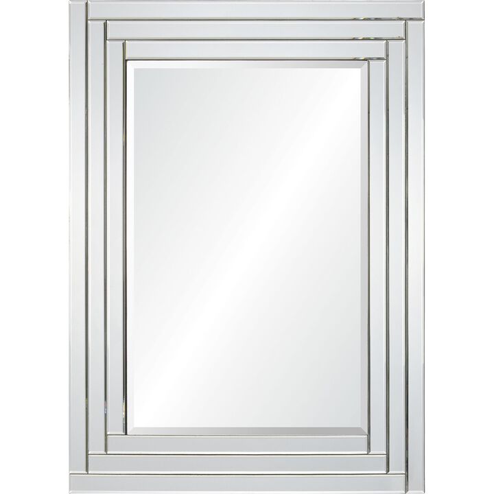 36" Clear Beveled Step Framed Rectangular Wall Mirror