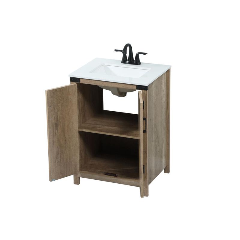 Elegant Kitchen and Bath 24 inch Single bathroom vanity in natural oak