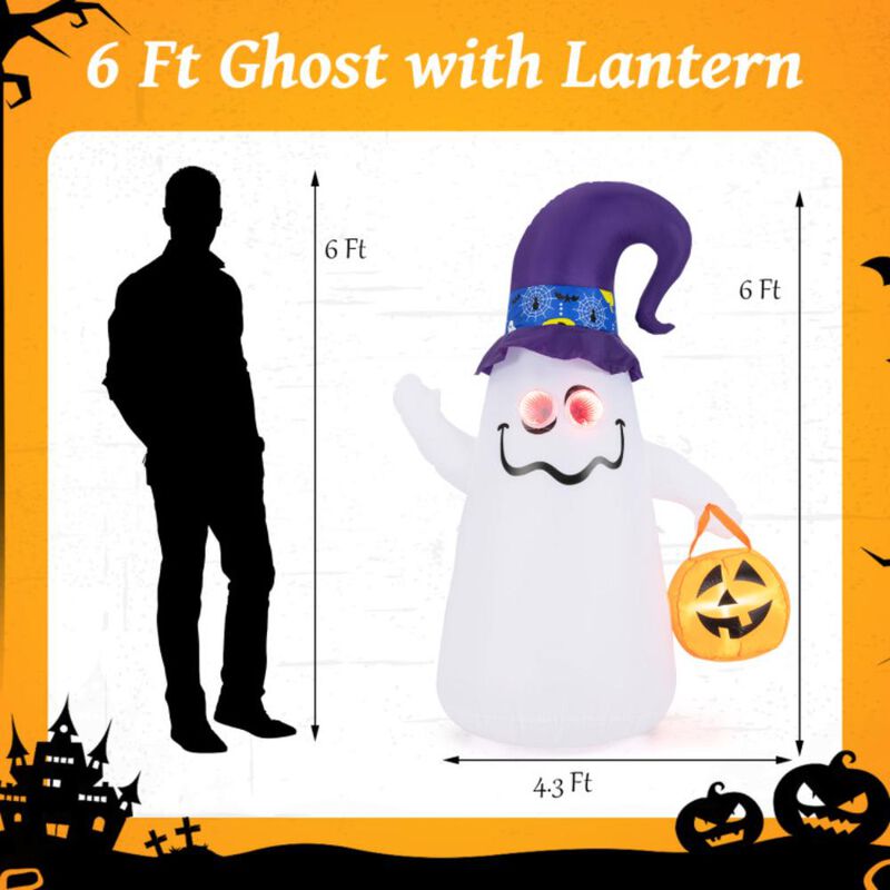 Hivvago 6 Ft Halloween Inflatables Cute Ghost with Dimming Infinity Mirror Light