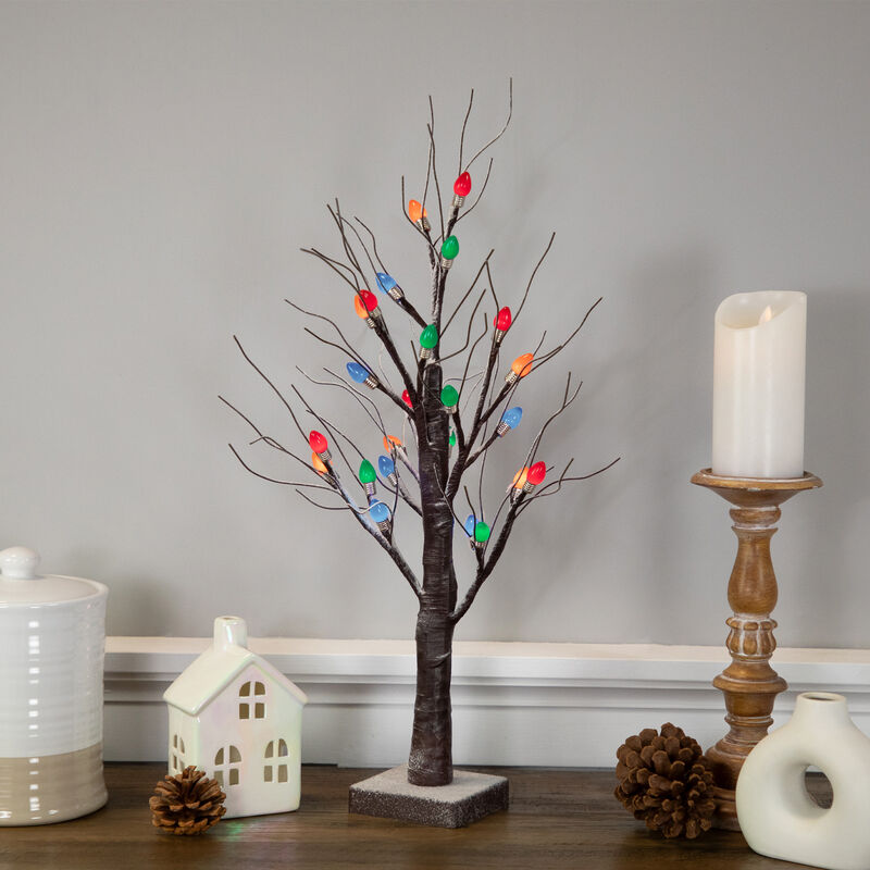 24" LED Lighted Frosted Tabletop Christmas Tree - Multi-Color lights image number 1