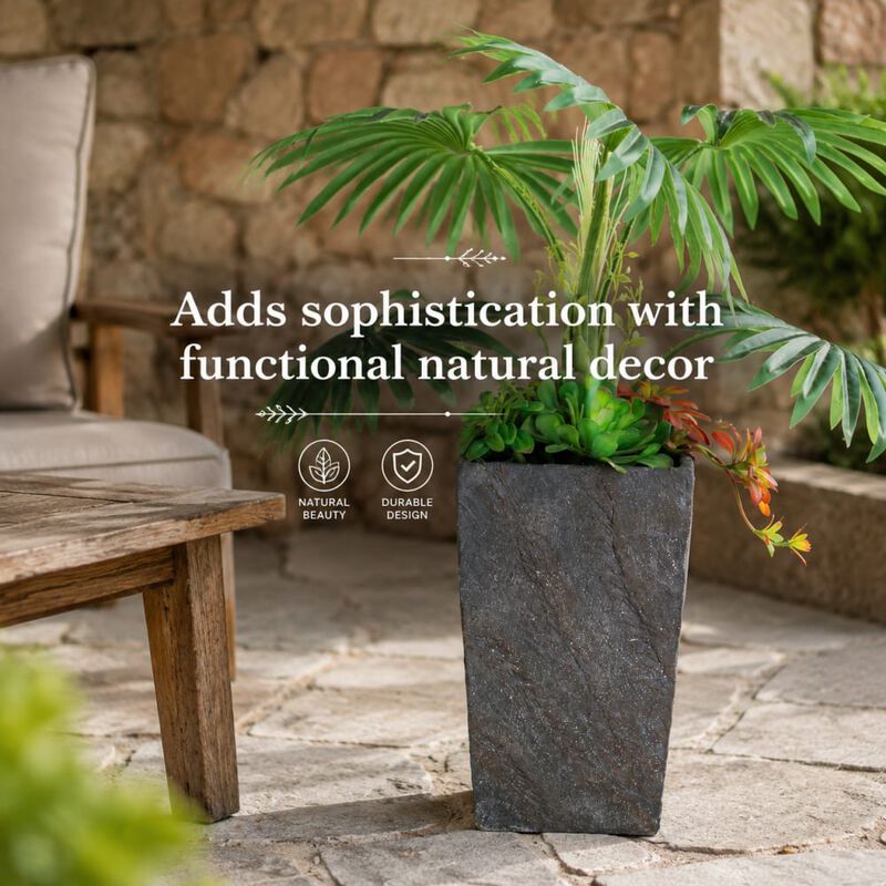 WOW PIONEER Large 9.4x9.4x18.1 Inch Cement Planter for Indoor Outdoor Use, Sturdy Functional Decor with Sophisticated Silhouette image number 4