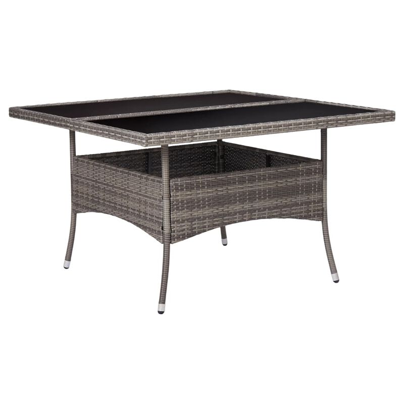 vidaXL Patio Dining Table Gray Poly Rattan and Glass image number 0