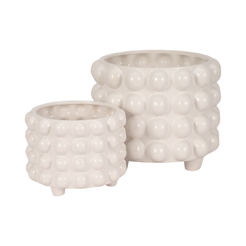 S/2 9/12" Bubble Planters, White image number 2
