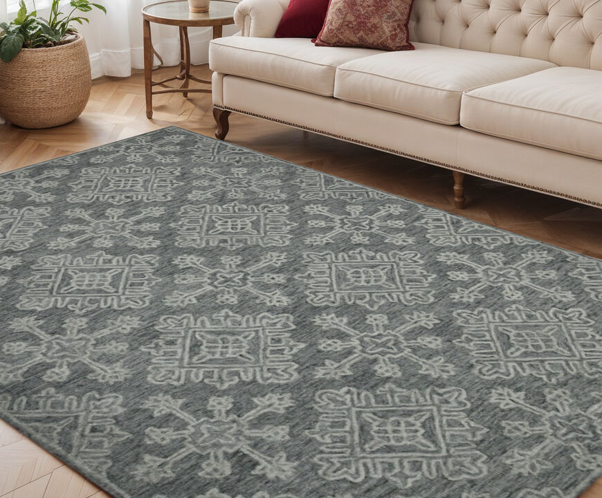 HomeRoots Wool Oriental Hand Hooked Area Rug