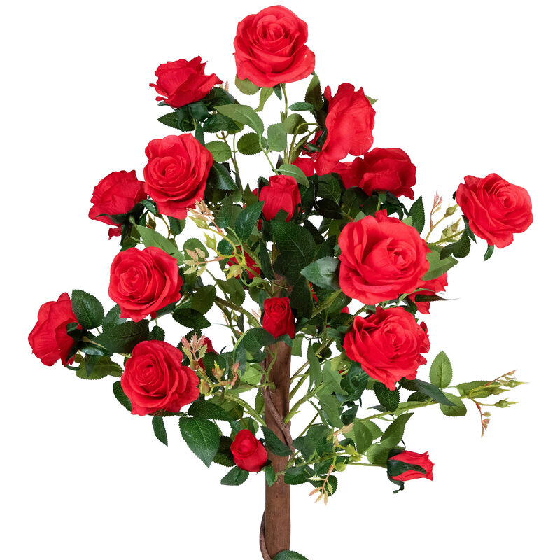 Roses with Greenery Artificial Potted Tree - Red - 47" image number 2