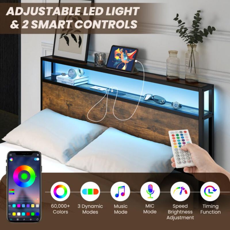 Hivvago Bed Frame with Smart LED Lights and Storage Drawers