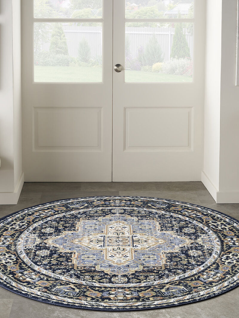 Nourison Essentials Persian NRE07 Navy 6' x Round Rug