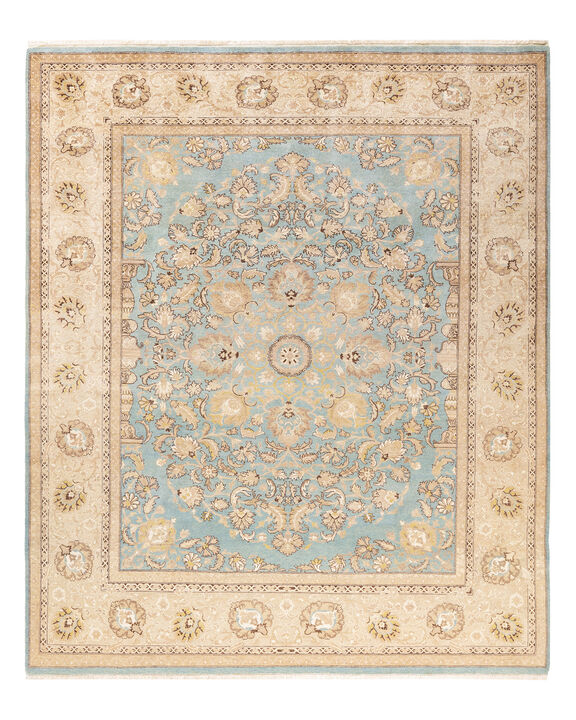 Eclectic, One-of-a-Kind Hand-Knotted Area Rug  - Light Blue, 8' 0" x 9' 7"