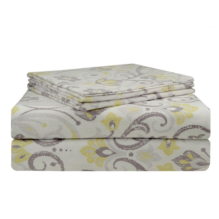 Pointehaven Super Heavy Weight 200 GSM 100% Soft Cotton Flannel Deep Pocket 4 pc Sheet Set