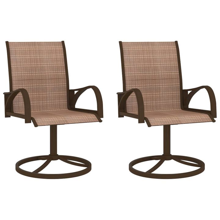 Garden Chair Set of 2 Brown Textilene, Powder-Coated Steel