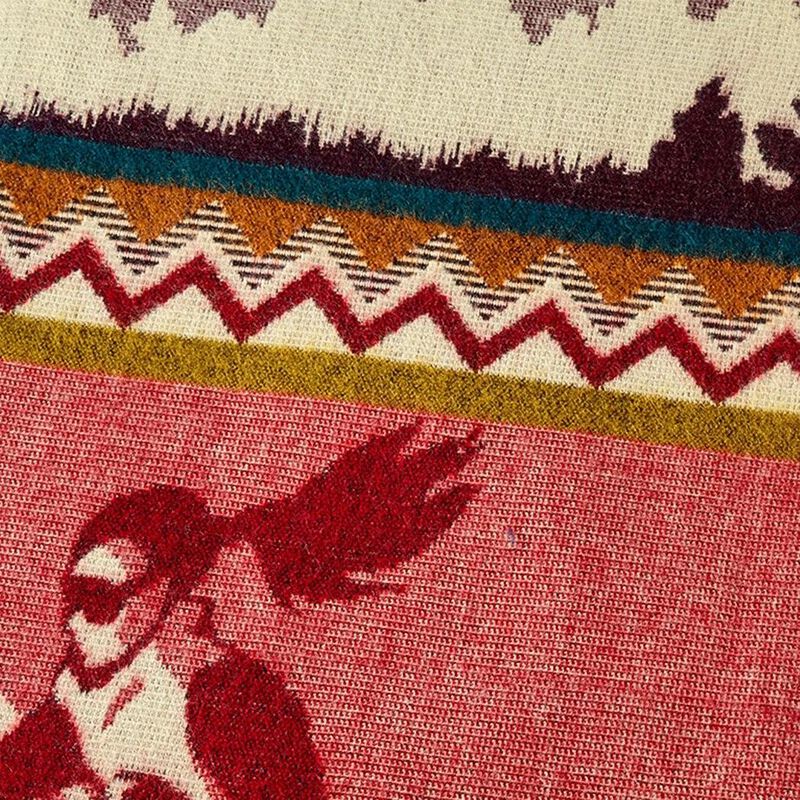 HomeRoots Ultra Soft Red Ski Mountain Handmade Queen Size Woven Blanket image number 3