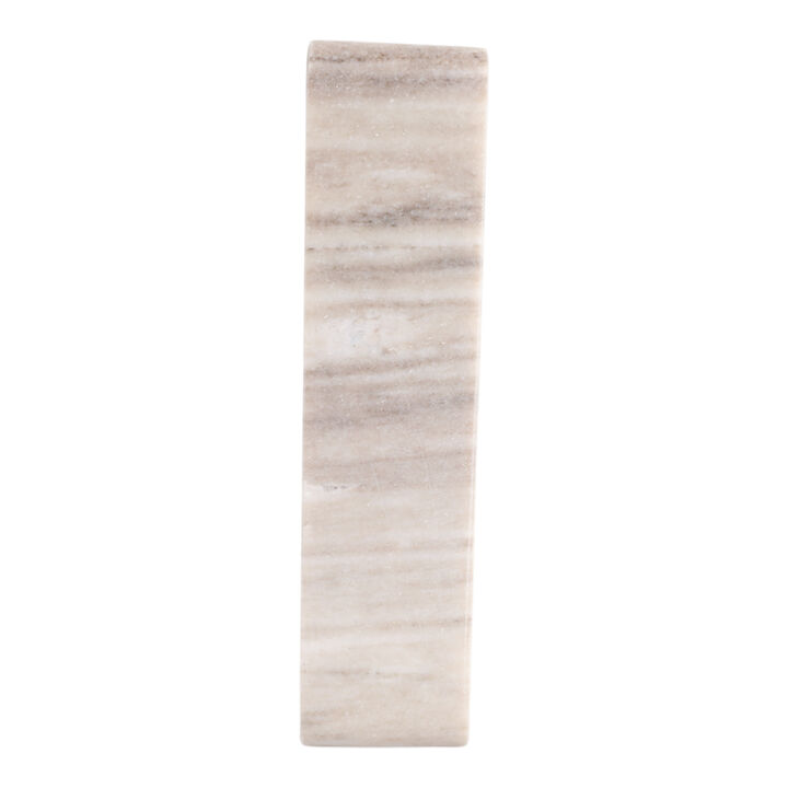 9" Marble Clock with Brass in Beige