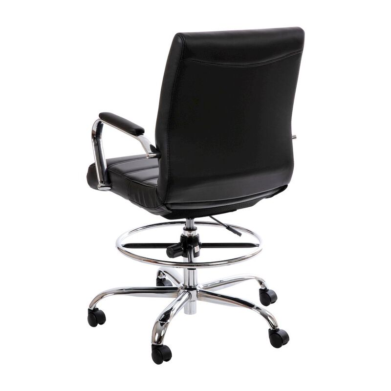 Flash Furniture Mid-Back Black Drafting Chair with Adjustable Foot Ring and Chrome Base image number 3