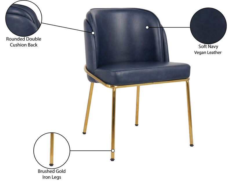 Meridian Furniture Jagger Navy Vegan Leather Dining Chair, Set of 2 image number 8