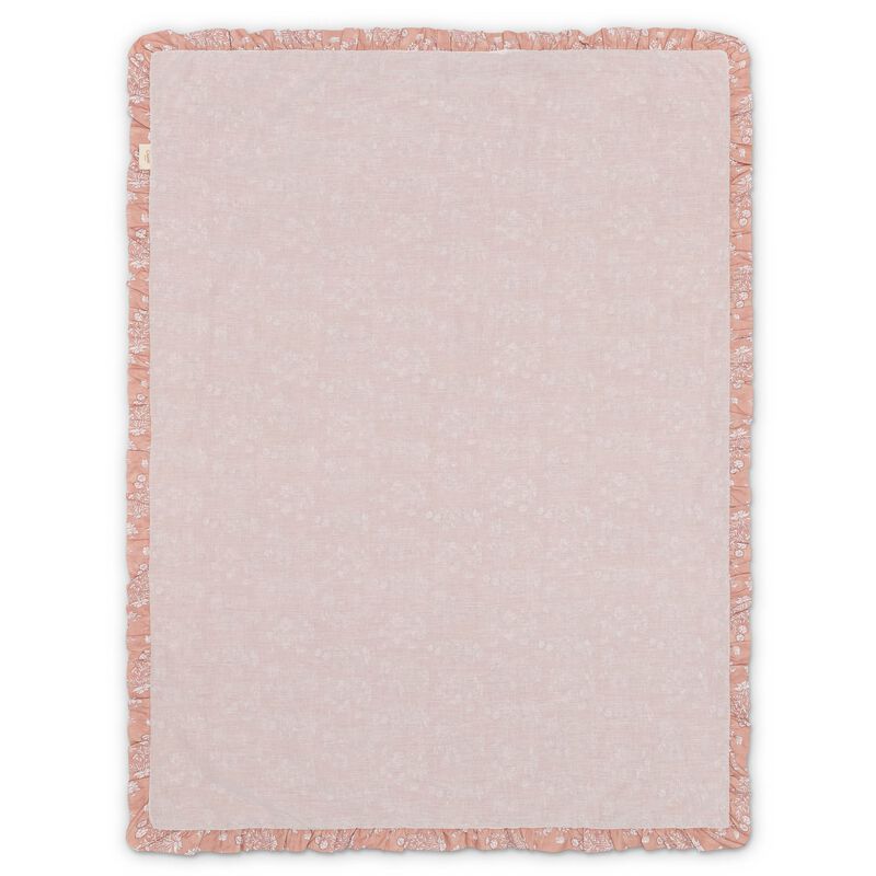 Violet Floral Muslin Baby Blanket with Ruffle Trim image number 1