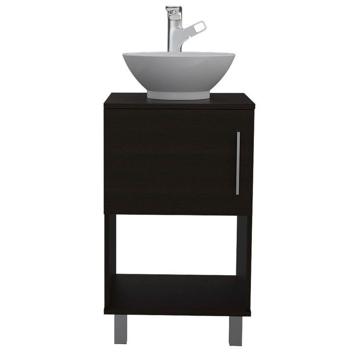 DEPOT E-SHOP Pittsburgh Single Bathroom Vanity, One Open Shelf, Single Door Cabinet, Black