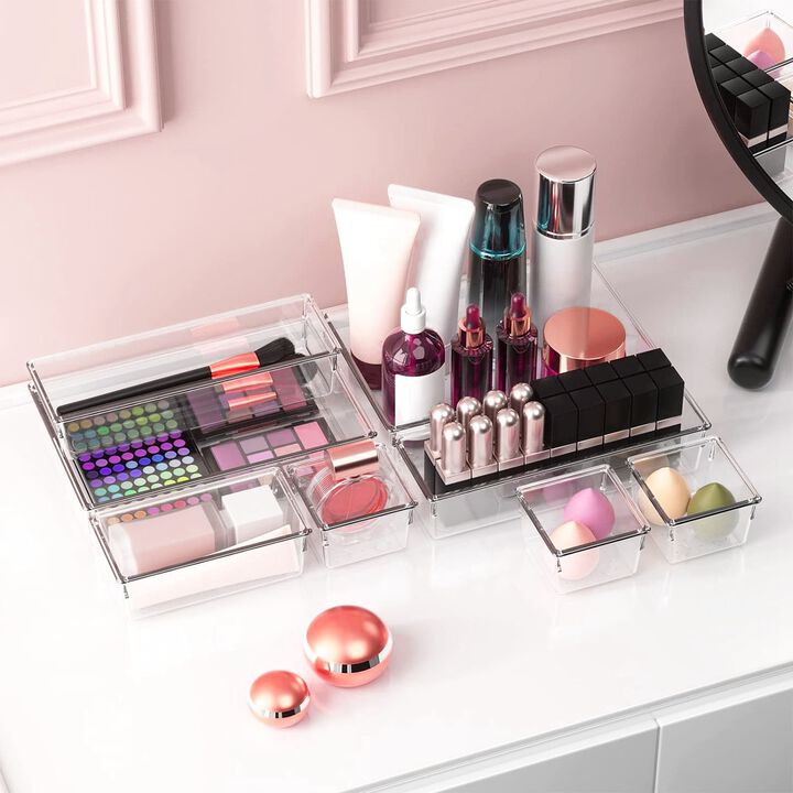 25Pcs Clear Plastic Drawer Organizers