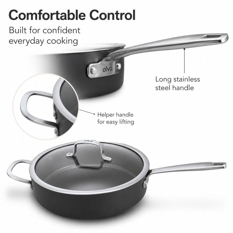 Alva Maestro Nonstick Ceramic Saute Pan with Glass Lid 4Qt. - Easy to Clean, Oven Safe and Made without PFAS, PFOA & PTFE - Induction and All Stovetop Compatible with Even Heat Distribution image number 8