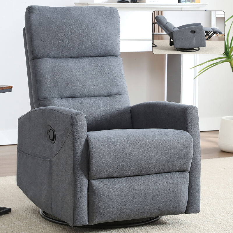 Manual Recliner Chair with Rocker and Swivel in Fabric for Living Room image number 1
