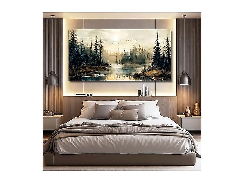 Canvas Wall Art Living Room Large Decor Bedroom Modern Office Forest River image number 3