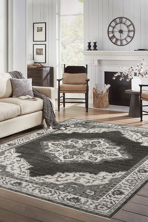 Chamberlain CH05C Charcoal/Ivory 7'10" x 10'10" Rug