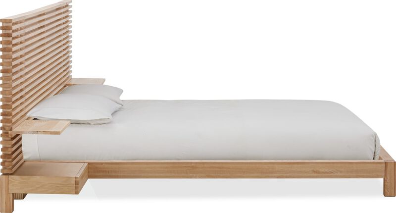 Tanner Full-size Solid Ash Wall Bed with Integrated Nightstands in Flaxen image number 2