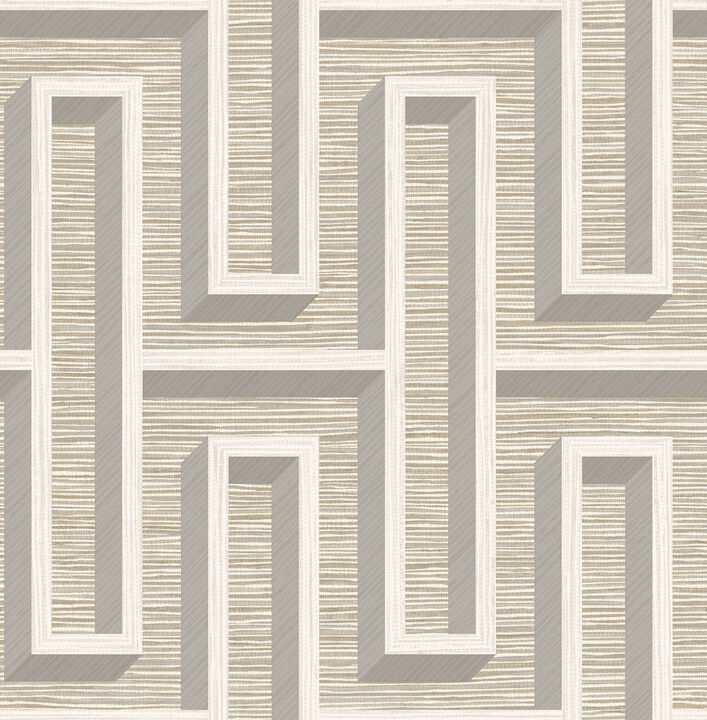Henley Taupe Geometric Grasscloth Wallpaper (Set of 2)