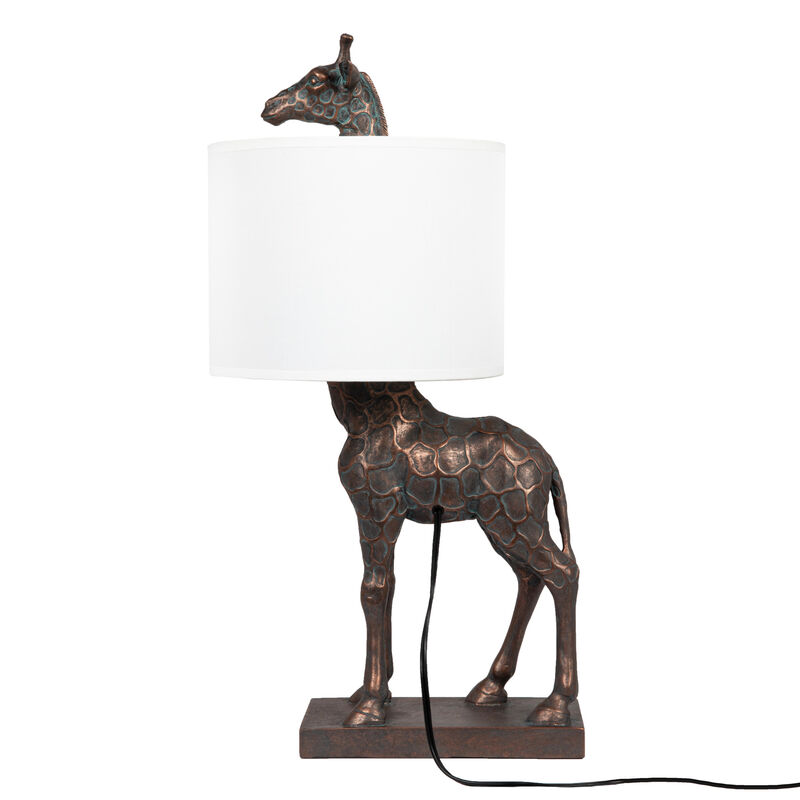 Giraffe Table Lamp with Linen Shade, Bronze Finish image number 6