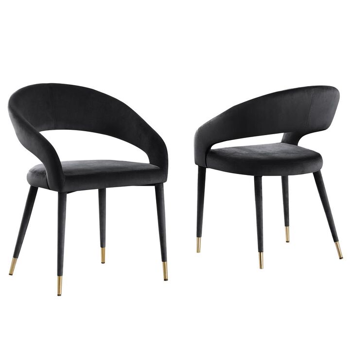Jacques Velvet Black Dining Chairs (Set of 2)