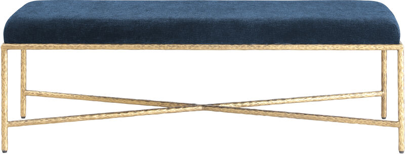Meridian Furniture Valley Navy Chenille Fabric Bench
