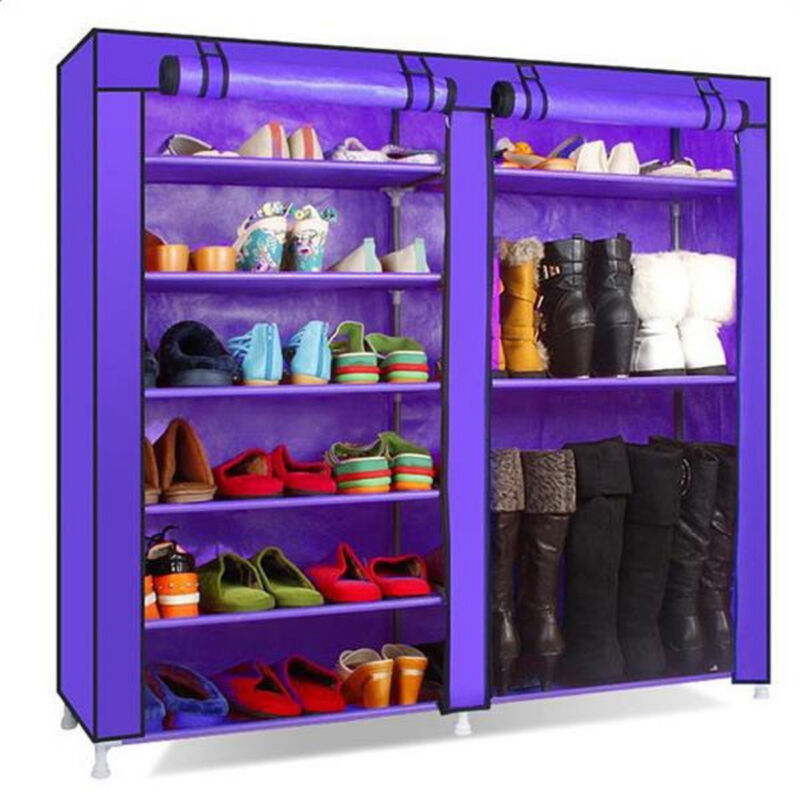 Double Row Shoe Cabinet with 9 Lattices for Organized Footwear Storage