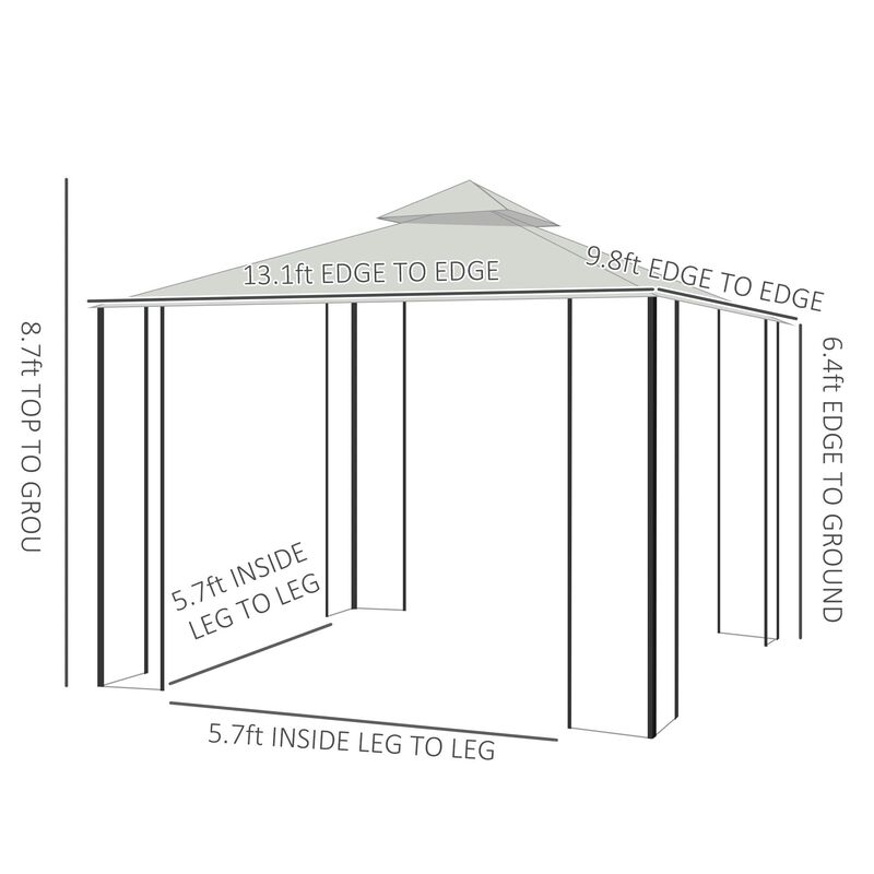 Elegant Patio Pavilion: 10'x13' Cream White Vented Gazebo with Curtains