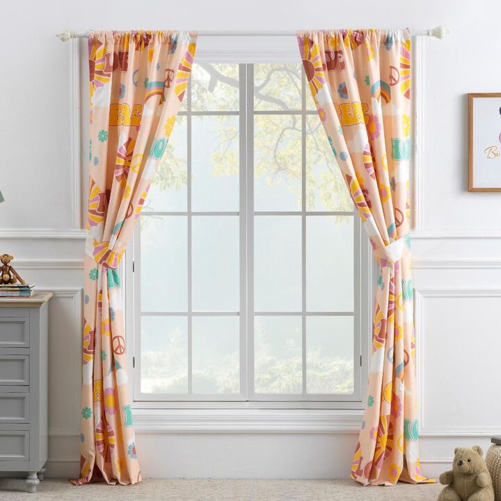 Greenland Home Fashion Cassidy Window Drapes for Bedroom/Living Room Curtain Panel Set - Peach 84x84"