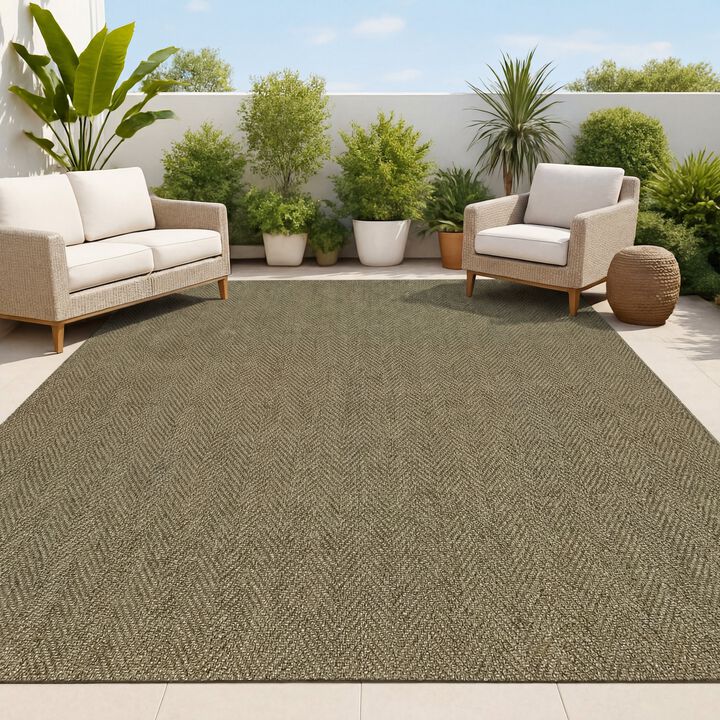 Rowena Smart Jute Scandinavian Boho Herringbone Weave Indoor/Outdoor Area Rug