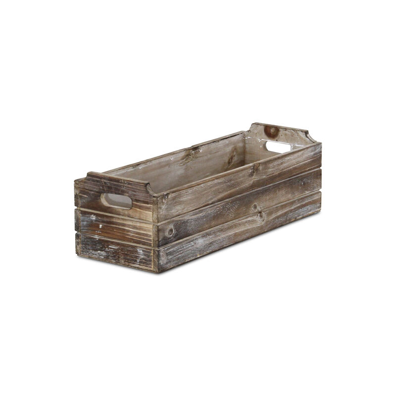 HomeRoots Brown Wood 200 Ounce Rectangular Distressed Planter Box image number 0