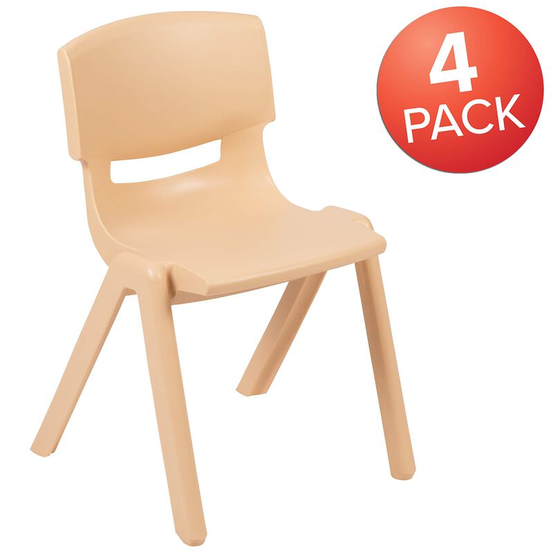 Flash Furniture 4 Pack Natural Plastic Stackable School Chair with 13.25" Seat Height