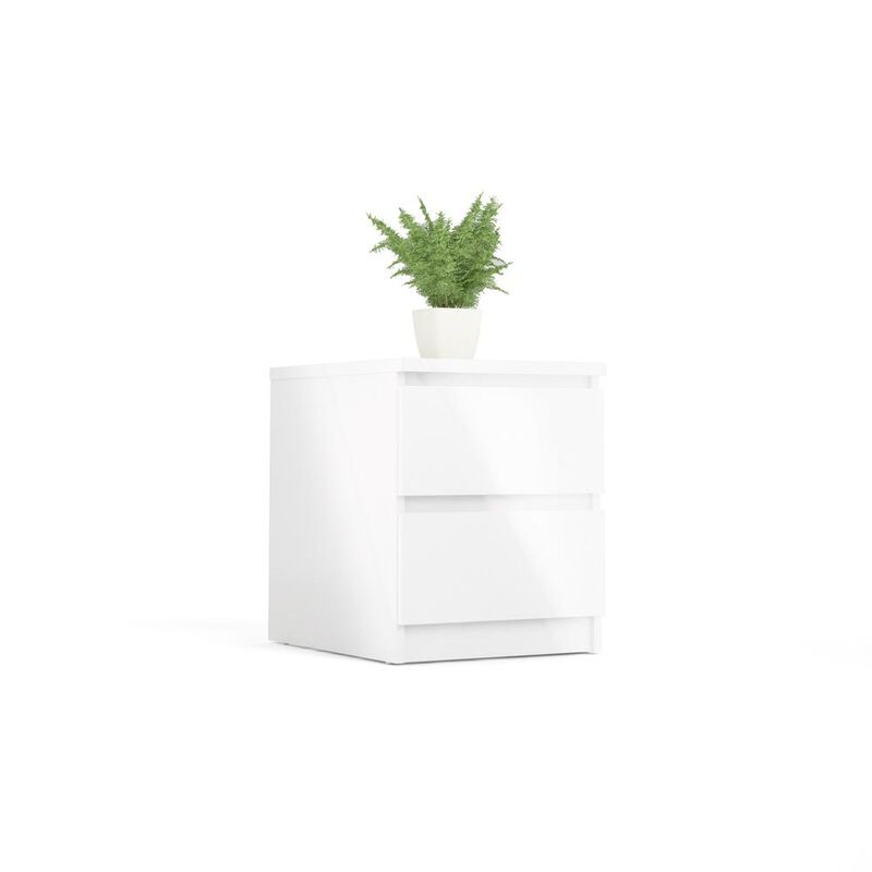Tvilum 2 Drawer Nightstand White High Gloss