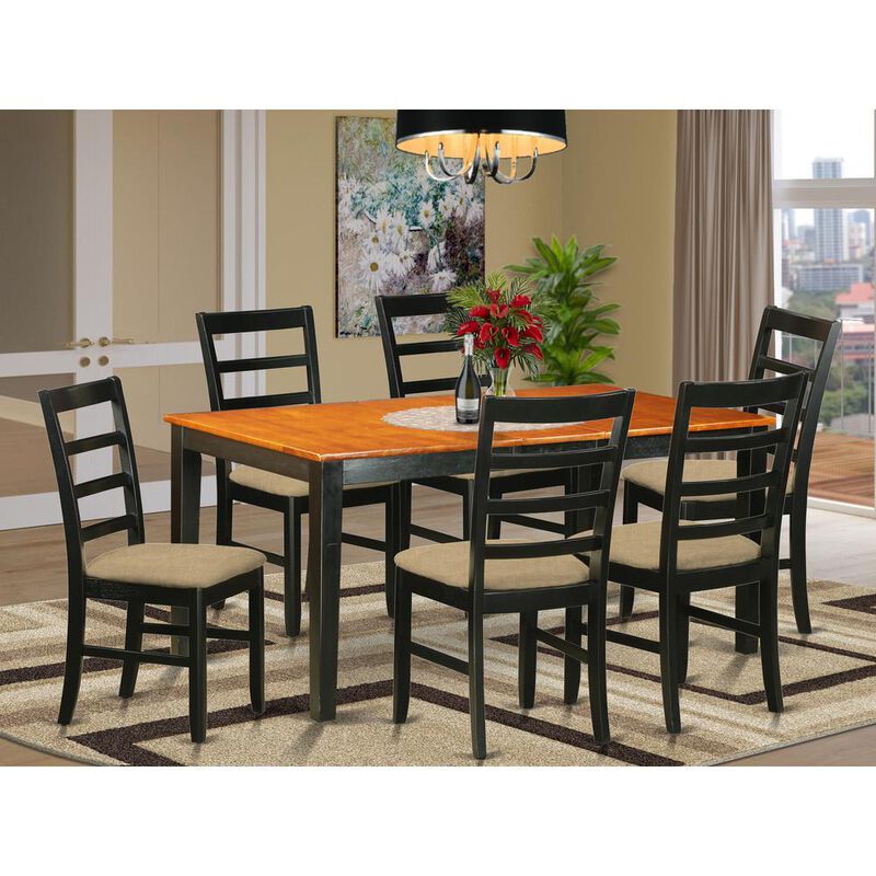 7 PC Table set-Dining Table and 6 Wood Dining Chairs