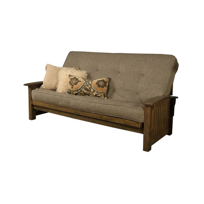 Washington Queen Frame-Rustic Walnut Finish-Linen Stone Mattress image number 0