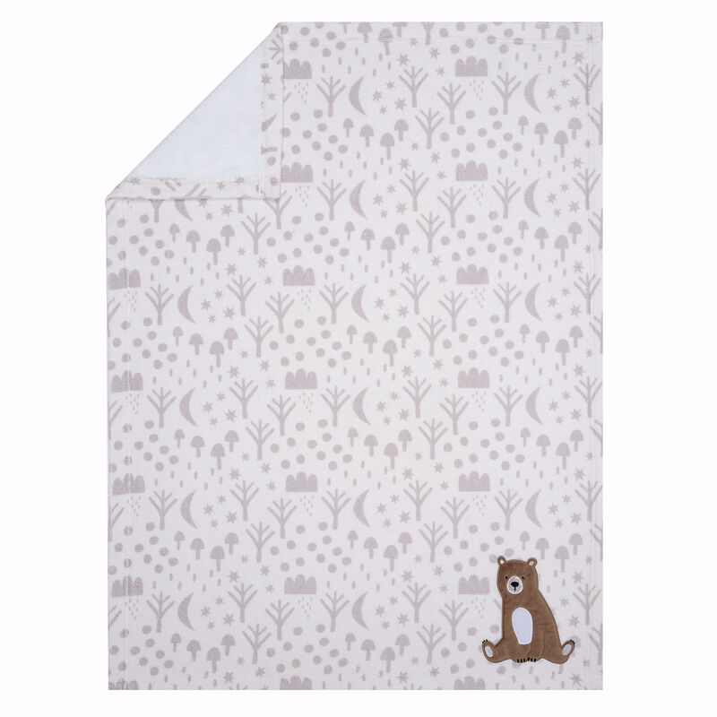 Bedtime Originals Sleepytime Bear White/Brown Soft Fleece Baby Blanket